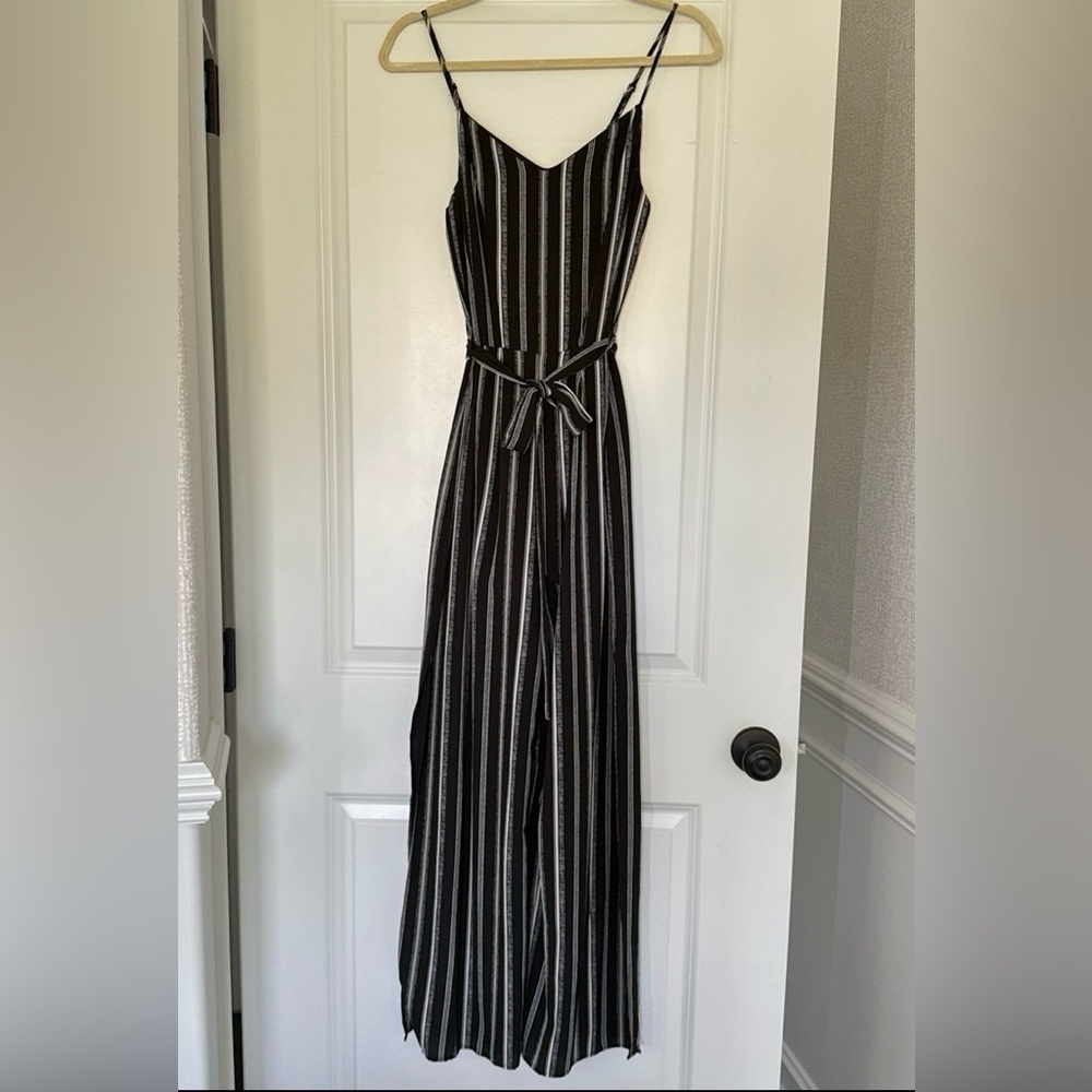 Monteau Romper Womens Black and White Striped Small Jumpsuit